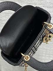 Bagsaaa Mini Lady Dior Bag Cannage Embroidery with Black Beads and Silver-Tone Strass - 17cm - 3