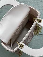 Bagsaaa Mini Lady Dior Bag Cannage Embroidery with Pink Beads and Silver-Tone Strass - 17cm - 3