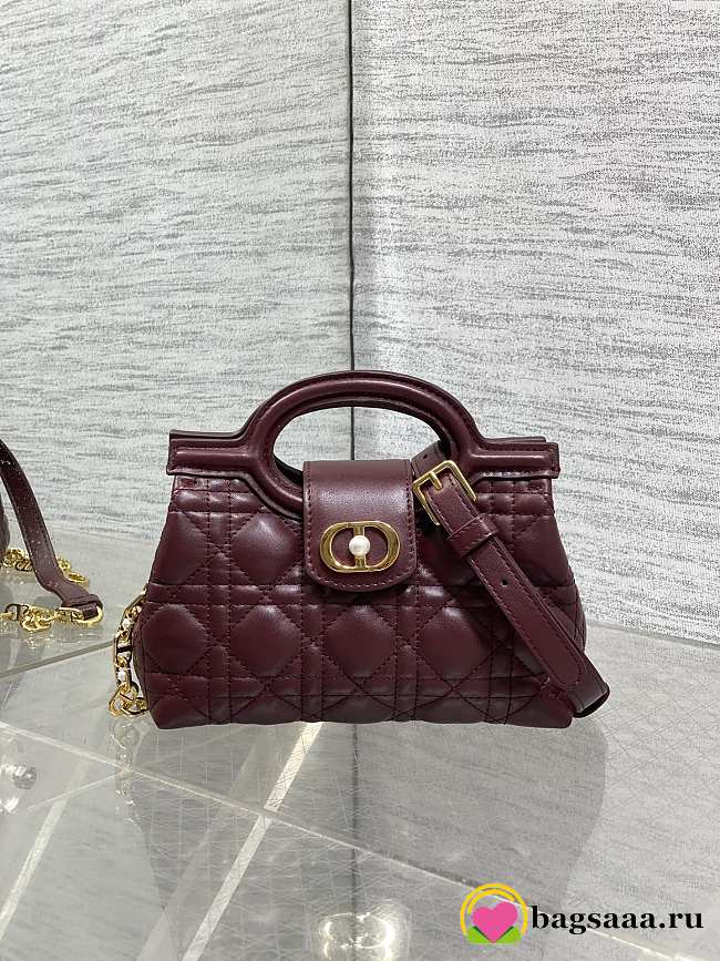 Bagsaaa Dior Jolie Top Handle Mini Bag Plum Cannage Lambskin - 18.5cm - 1