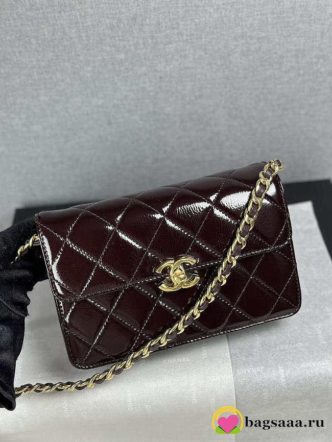 Bagsaaa Chanel Mini Flap Bag AS5618 Dark Brown Patent - 19.5cm - 1