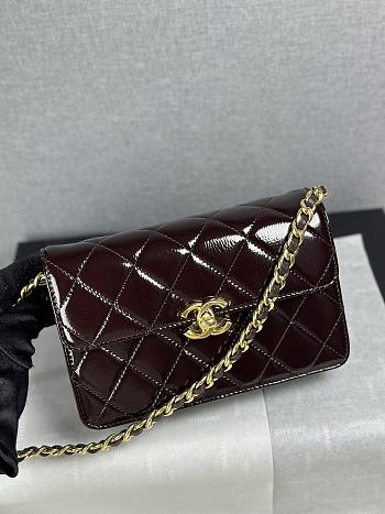 Bagsaaa Chanel Mini Flap Bag AS5618 Dark Brown Patent - 19.5cm