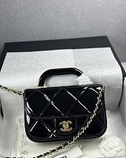 Bagsaaa Chanel Mini Flap Bag with Top Handle AS5805 Black Patent - 18.5cm - 1
