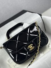 Bagsaaa Chanel Mini Flap Bag with Top Handle AS5805 Black Patent - 18.5cm - 2