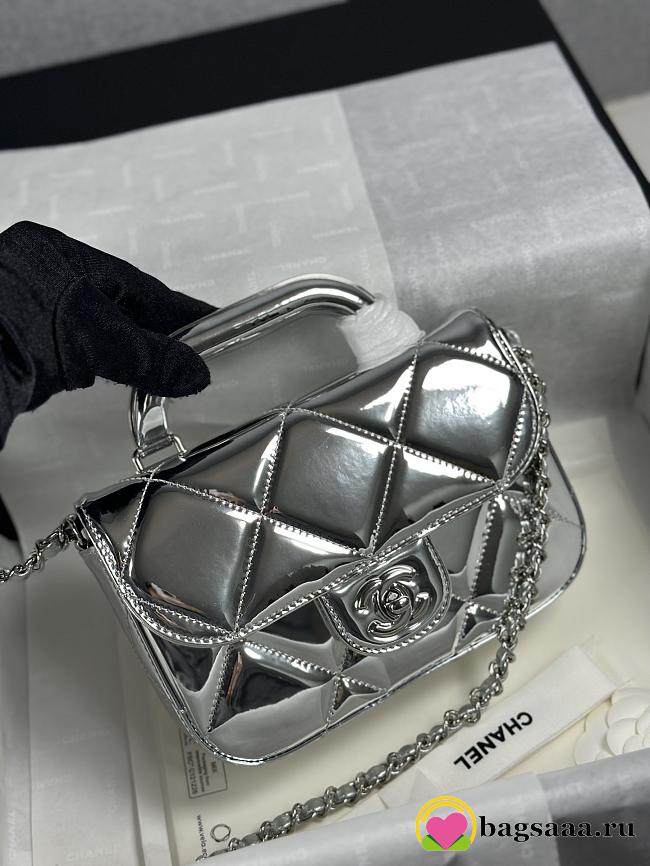Bagsaaa Chanel Mini Flap Bag with Top Handle AS5805 Silver - 18.5cm - 1