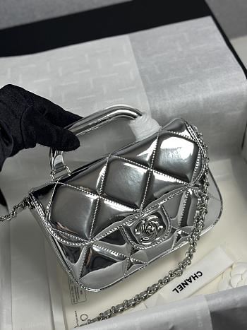 Bagsaaa Chanel Mini Flap Bag with Top Handle AS5805 Silver - 18.5cm