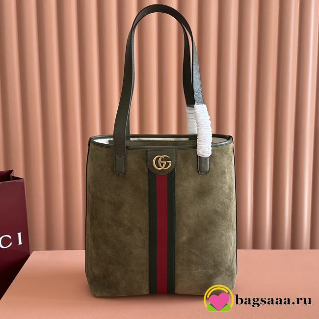 Bagsaaa Gucci Ophidia medium tote bag 834465 dark green suede - 36cm - 1