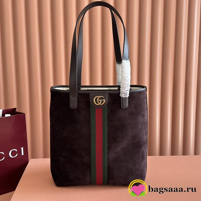 Bagsaaa Gucci Ophidia medium tote bag 834465 dark brown suede - 36cm - 1