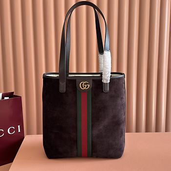 Bagsaaa Gucci Ophidia medium tote bag 834465 dark brown suede - 36cm