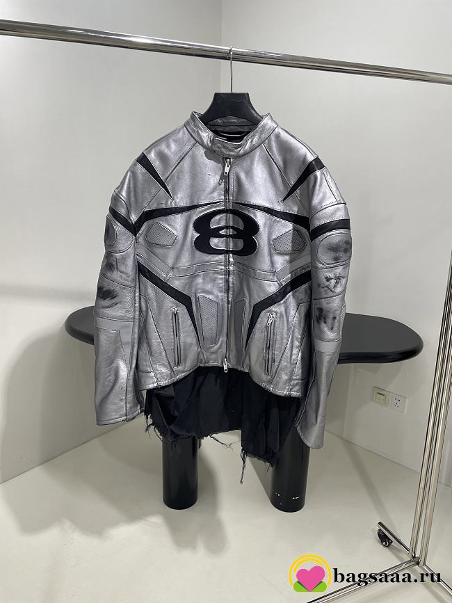 Bagsaaa Balenciaga Unity Sports Icon Racer Jacket in silver - 1
