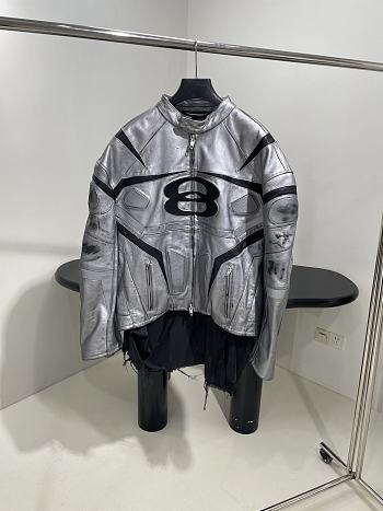 Bagsaaa Balenciaga Unity Sports Icon Racer Jacket in silver