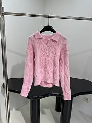 Bagsaaa Celine pink cable-knit polo sweater - 1