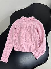 Bagsaaa Celine pink cable-knit polo sweater - 4