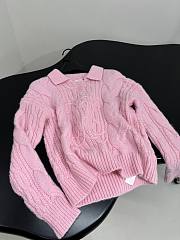 Bagsaaa Celine pink cable-knit polo sweater - 3