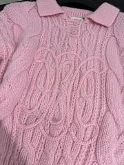 Bagsaaa Celine pink cable-knit polo sweater - 2
