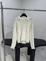 Bagsaaa Celine cream cable-knit polo sweater - 1