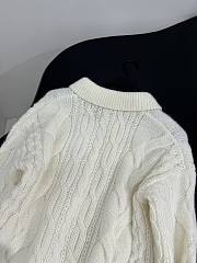Bagsaaa Celine cream cable-knit polo sweater - 3