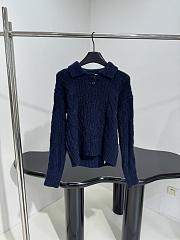 Bagsaaa Celine navy blue cable-knit polo sweater - 1