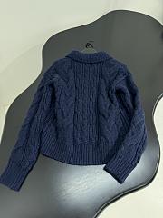 Bagsaaa Celine navy blue cable-knit polo sweater - 3