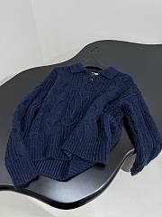 Bagsaaa Celine navy blue cable-knit polo sweater - 2