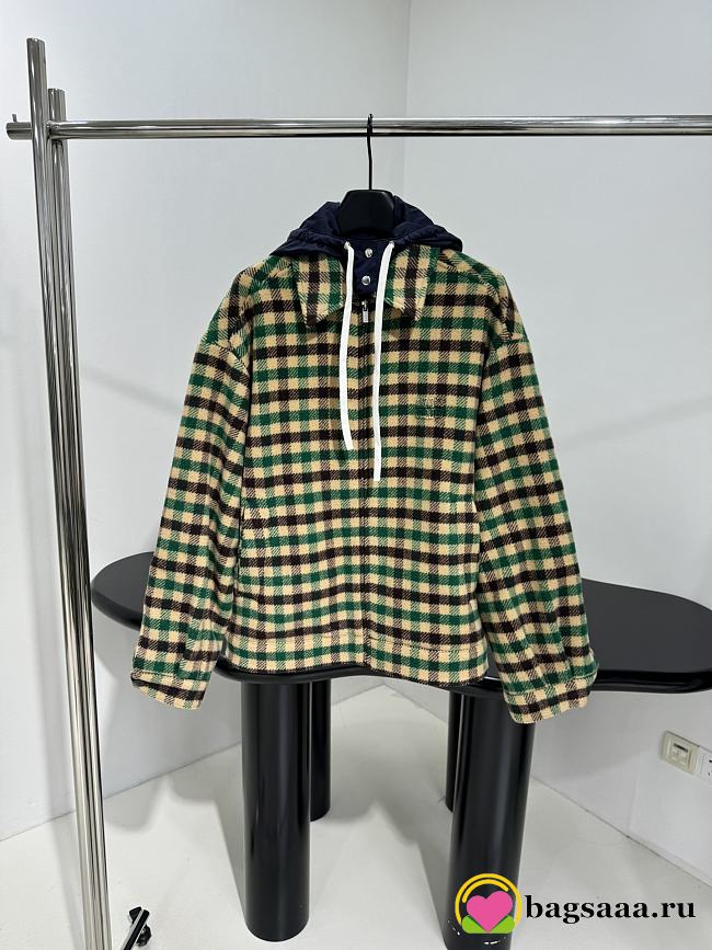 Bagsaaa Miu Miu gingham check and technical fabric jacket - 1
