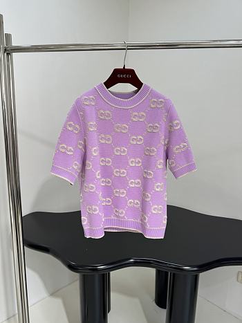 Bagsaaa Gucci GG knit wool top light purple