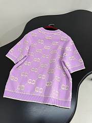 Bagsaaa Gucci GG knit wool top light purple - 3