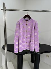 Bagsaaa Gucci GG wool bouclé jacquard cardigan light purple - 1