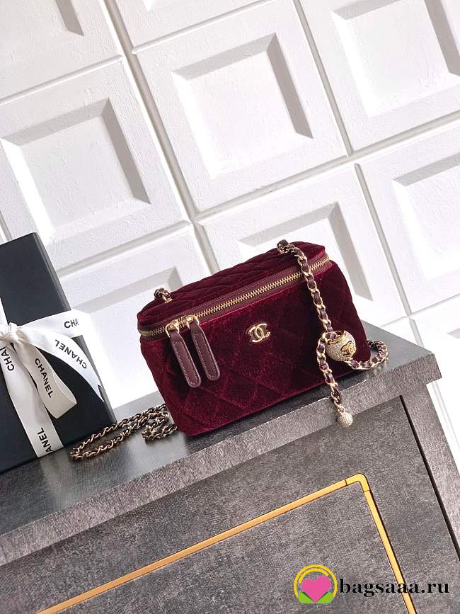 Bagsaaa Chanel AP2303 Vanity Dark Red Suede -17cm - 1