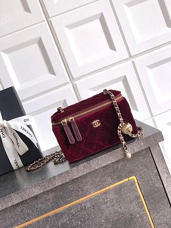 Bagsaaa Chanel AP2303 Vanity Dark Red Suede -17cm