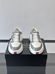 Bagsaaa Prada Downtown leather sneakers in a white and gray colorway - 2