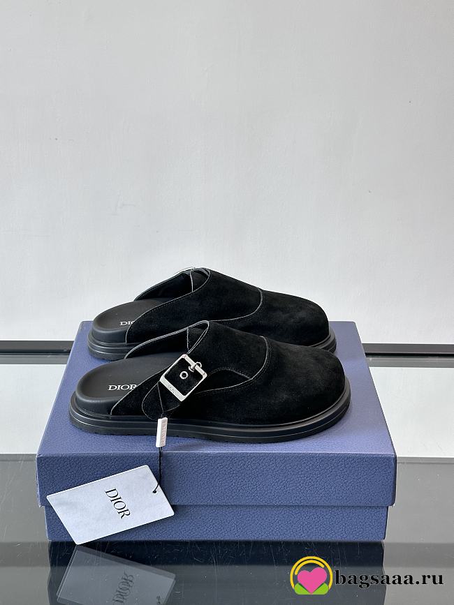 Bagsaaa Dior black mules with silver buckle - 1