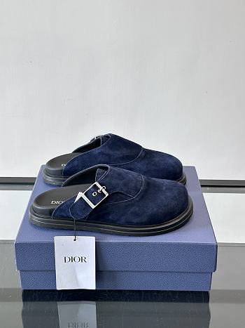 Bagsaaa Dior blue mules with silver buckle