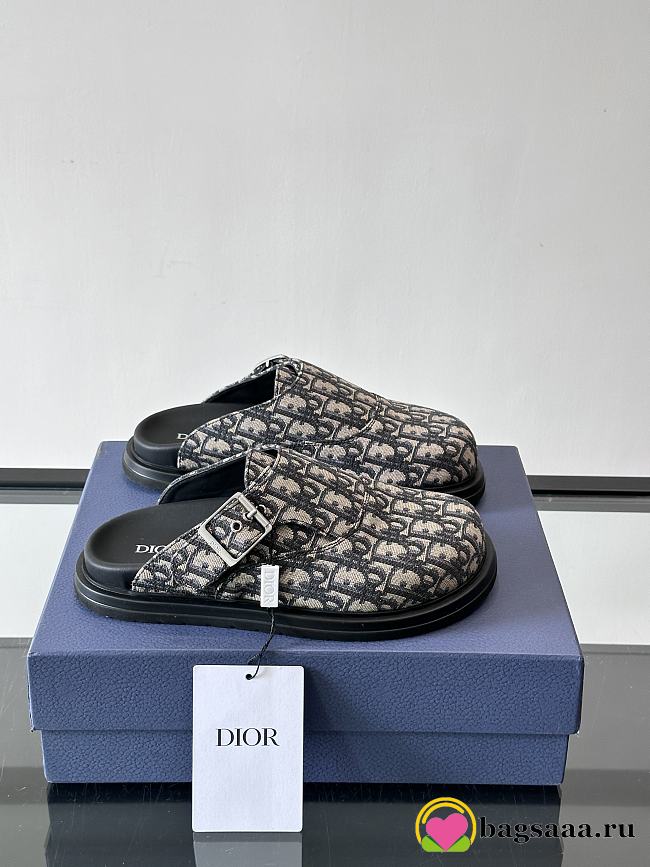 Bagsaaa Dior Aqua Mule Beige and Black Dior Oblique Jacquard - 1