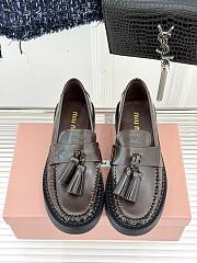 Bagsaaa Miu Miu polished leather tassel loafers in dark brown - 1