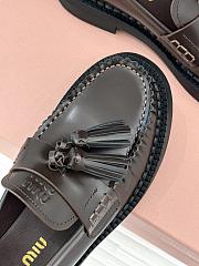 Bagsaaa Miu Miu polished leather tassel loafers in dark brown - 2