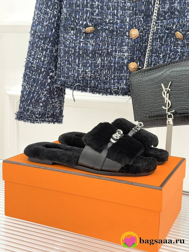 Bagsaaa Giulia sandal black shearling - 1