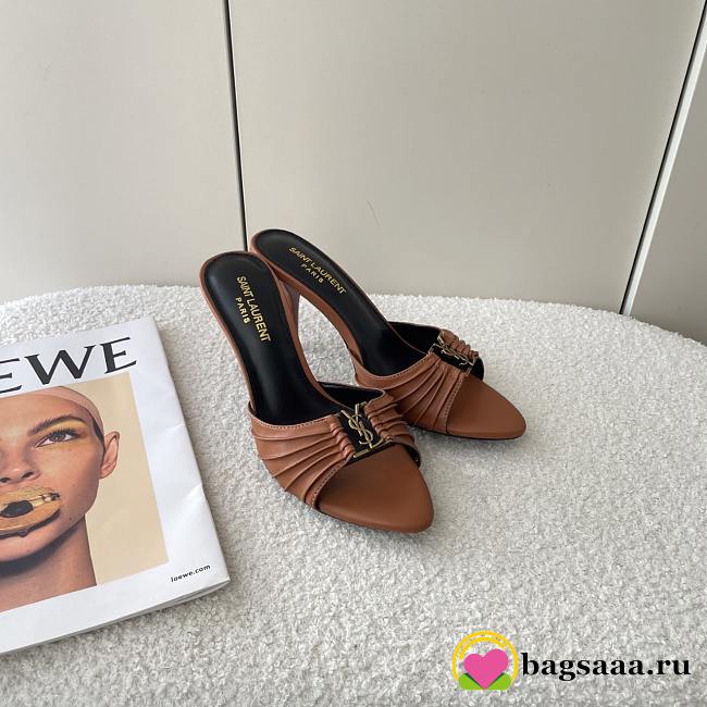 Bagsaaa YSL Babylone mules in smooth leather brown tan - 9cm - 1