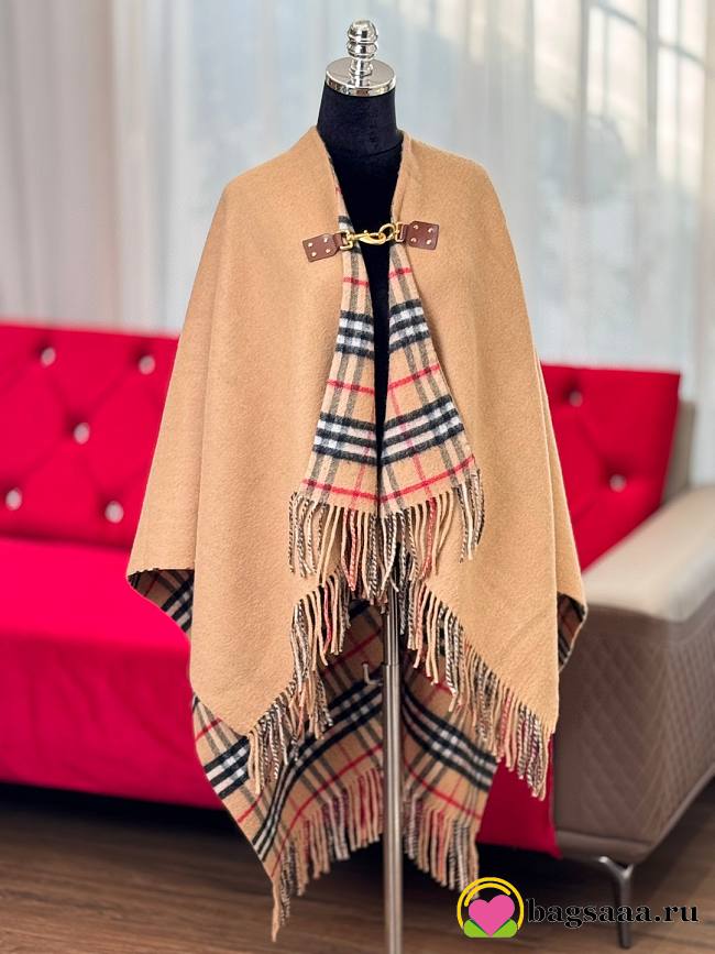 Bagsaaa Burberry Check Wool Cape Beige - 140*140cm - 1
