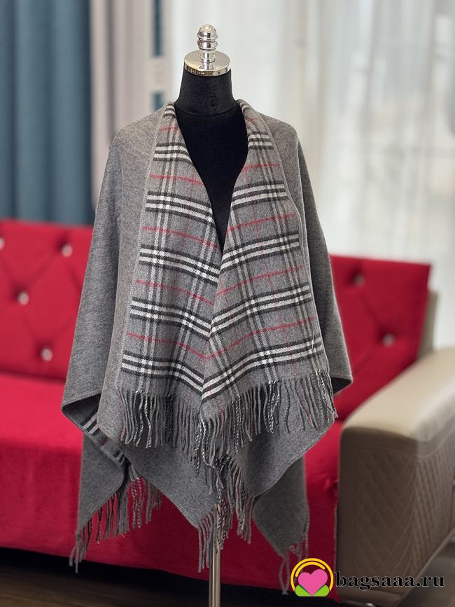 Bagsaaa Burberry check-pattern wool cape gray - 1