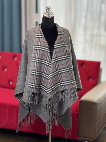 Bagsaaa Burberry check-pattern wool cape gray