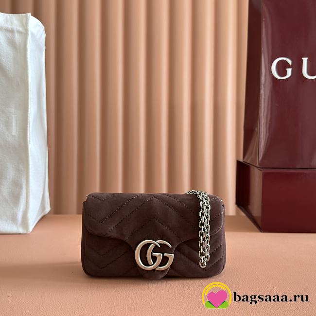 Bagsaaa Gucci GG Marmont mini shoulder bag 841290 dark brown - 17cm - 1