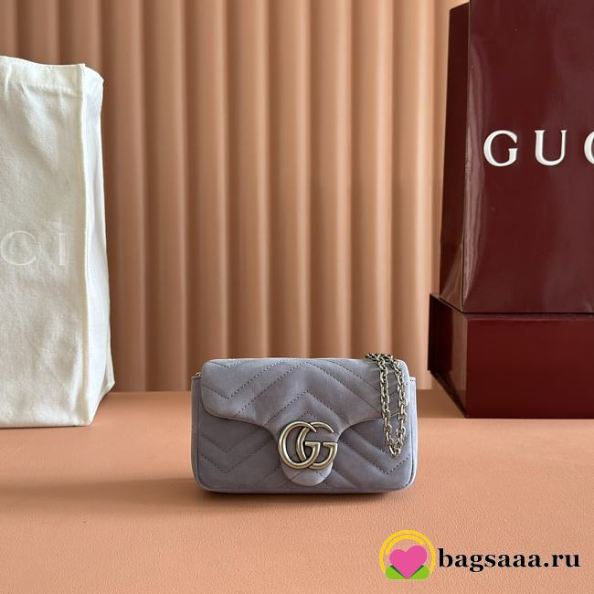 Bagsaaa Gucci GG Marmont mini shoulder bag 841290 gray - 17cm - 1