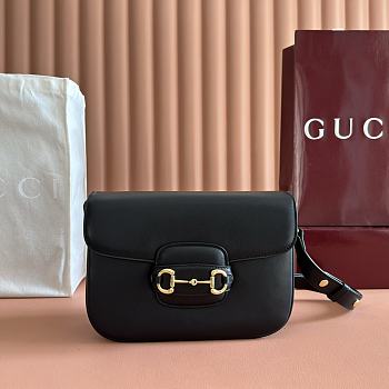 Bagsaaa Gucci Horsebit 1955 Aura small shoulder bag 847063 black - 26cm