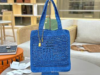 Bagsaaa Chloé Summer Banana tote bag in blue raffia - 37cm