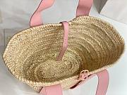 Bagsaaa Chloé Sense Medium Basket Bag in raffia with pink calf leather straps - 45cm - 3