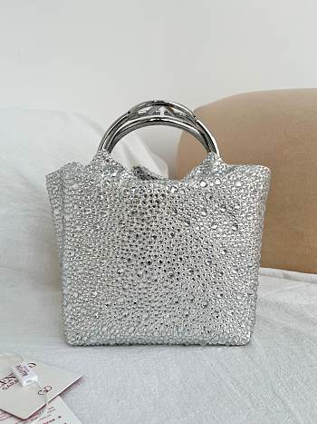 Bagsaaa Valentino Garavani Carry Secrets small bucket bag with silver rhinestone - 15cm