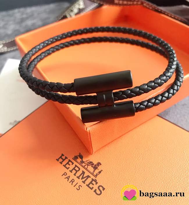 Bagsaaa Hermès Tournis Tresse bracelet black - 1