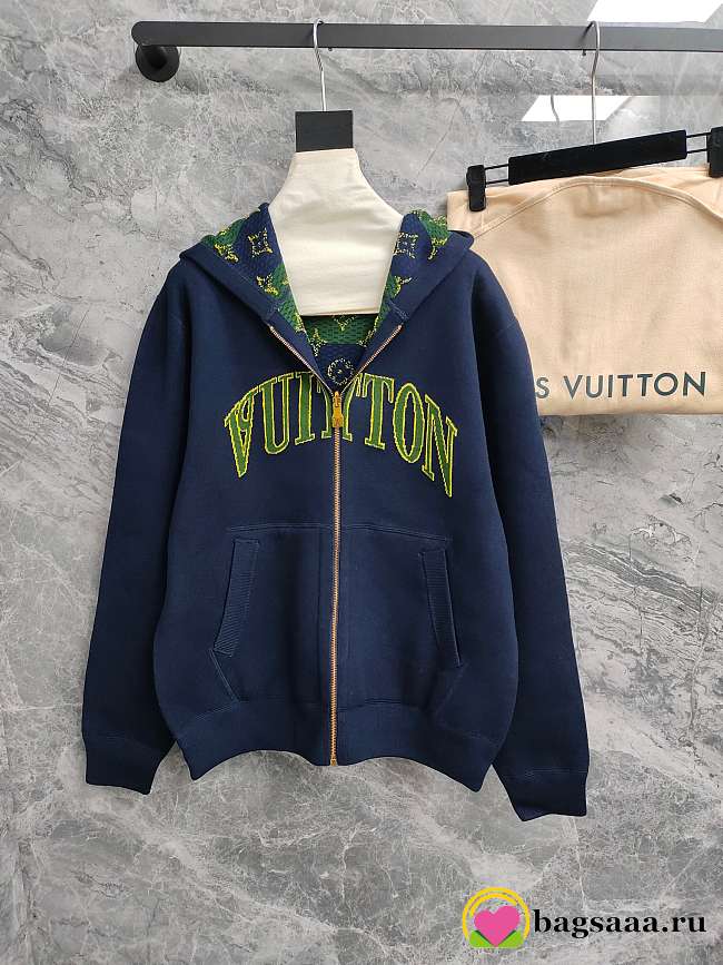 Bagsaaa Louis Vuitton Monogram Double Face Reversible Hoodie in navy blue - 1