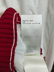 Bagsaaa Louis Vuitton Preppy V-Neck Cable Pullover in white with red stripes - 3