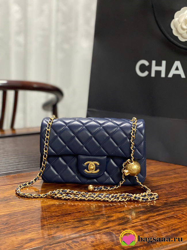 Bagsaaa Chanel Mini Flap Bag adjustable chain strap navy blue - 20cm - 1